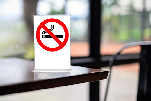 No smoking sign on table small